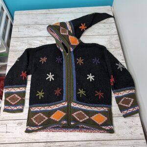 Vintage Jolli Importz Handmade Hand-knitted Big Flower Sweater